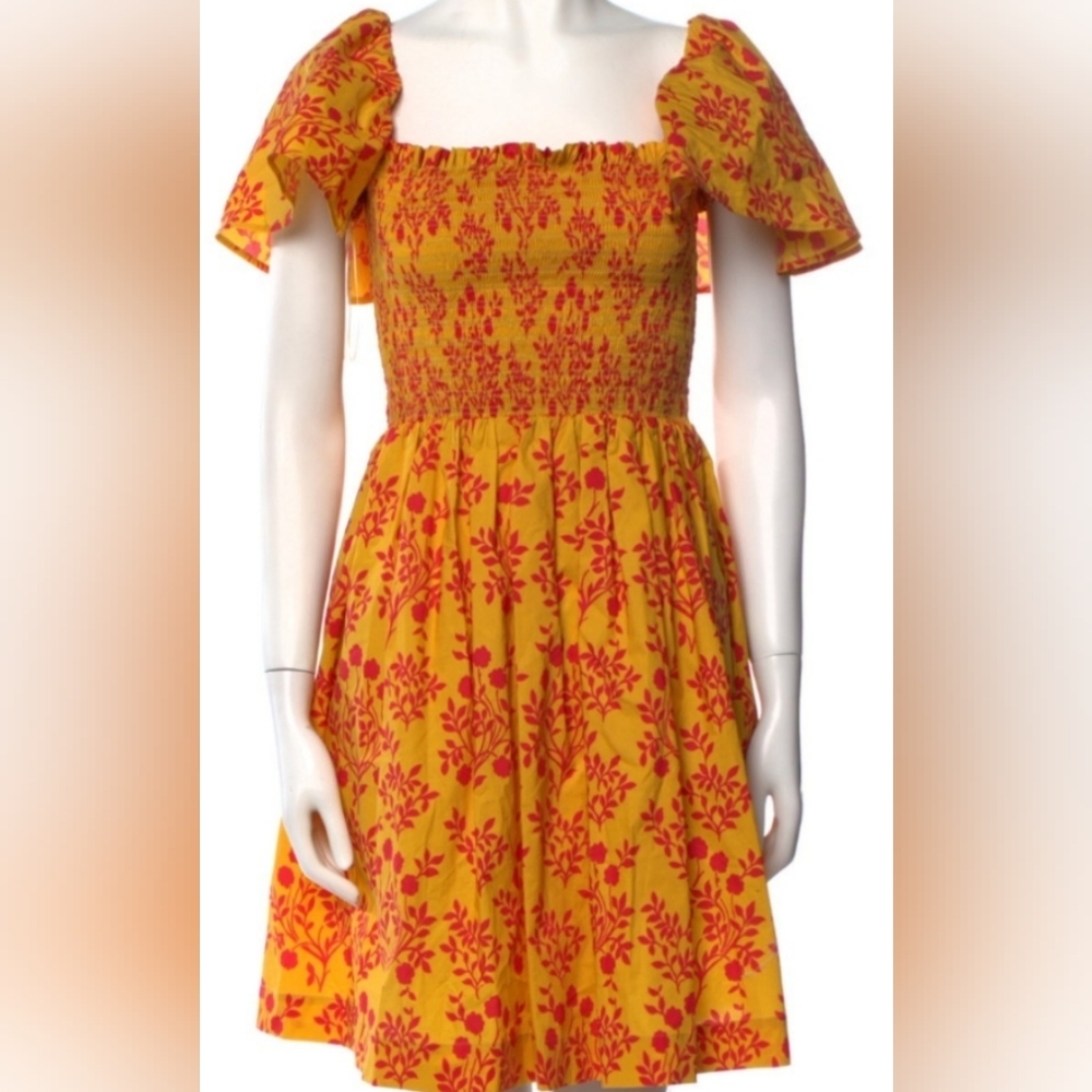 Weekend Max Mara Yellow Floral Print Summer Baby Doll Dress Size S